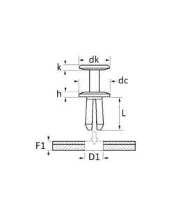 Rivet plastique, bouclier, ø8 mm à 8.2 mm, x12 - Restagraf