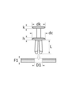 Rivet plastique, pare boue et carter d'aile, ø6 mm, x8 - Restagraf