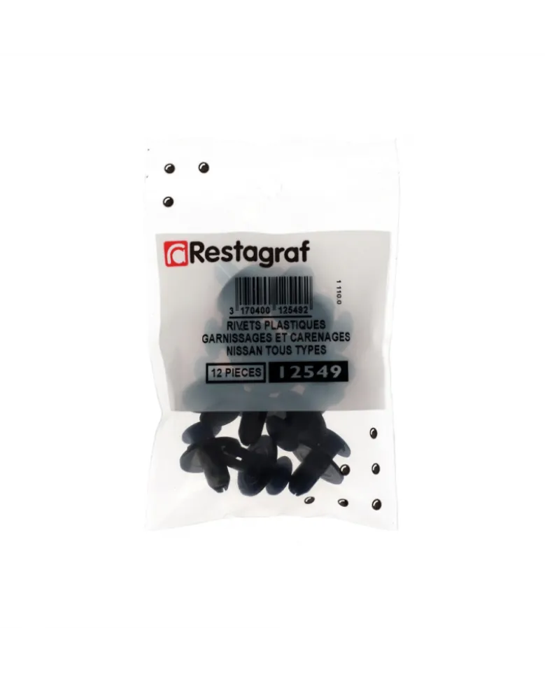 Rivet plastique, pare boue et carter d’aile, ø8 mm, x12 - Restagraf