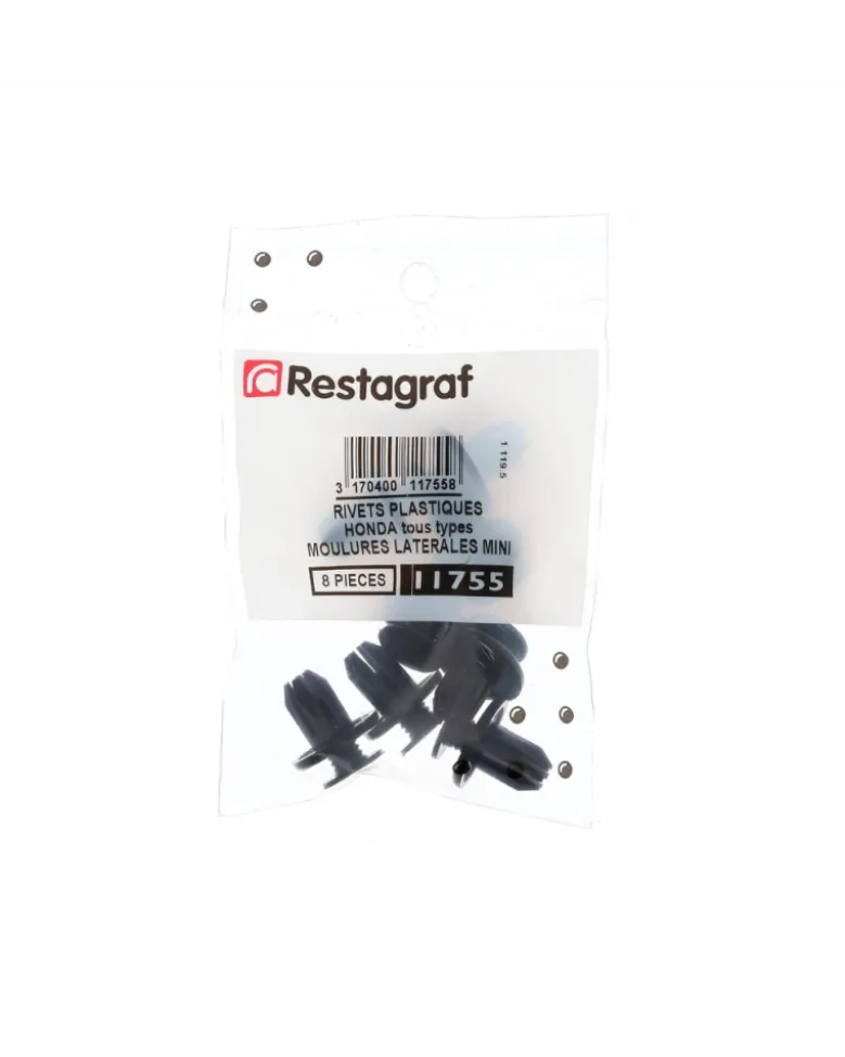 Rivet plastique, pare boue et carter d’aile, ø10 mm, x8 - Restagraf