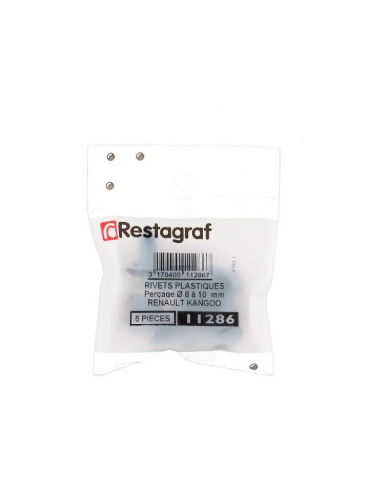 Rivet plastique, pare boue et carter d’aile, ø8 mm à 10 mm, x6 - Restagraf