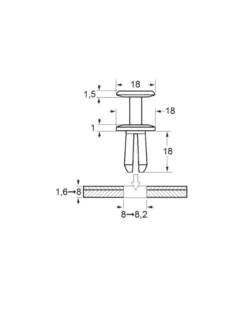 Rivets plastiques, bouclier et grille de baie d'auvent, ø 8,2 mm, 8 pcs - Restagraf