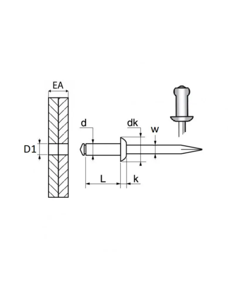 Rivet tete large, haut-parleur, ø4,8 x 17 mm, 20pcs - Restagraf
