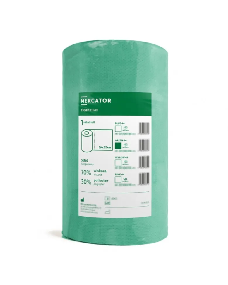 Rouleau nettoyant professionnel, vert, 44m 122 feuilles – Mercator