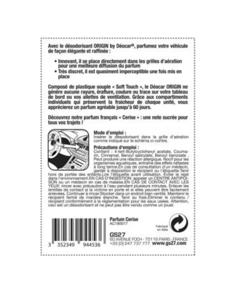 Sent bon voiture - DEOCAR Origin rouge - Cerise - GS27