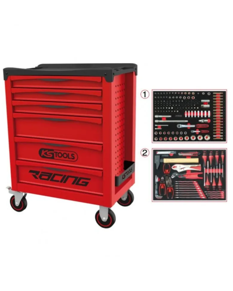 Servante atelier, Racing, 6 tiroirs + 184 outils inclus - KSTOOLS