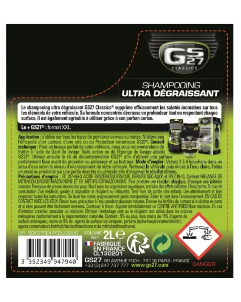 Shampoing ultra dégraissant format XXL 2L - GS27