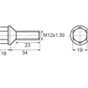 Vis de roue m12-1.50 x 23 mm jante tôle et aluminium - Restagraf