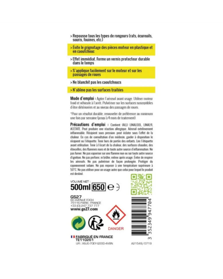 Anti rongeur voiture, 500ml - GS27