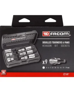 Coffret à douilles facom, 1/2", de 5 à 19 mm, 9 pcs