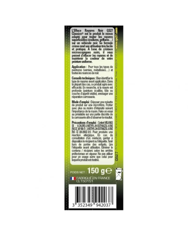 Efface rayures noir, 150g - GS27