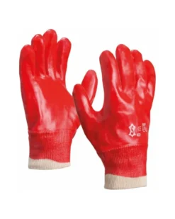 Gants de protection, enduits PVC rouge, taille 10 – Sodise