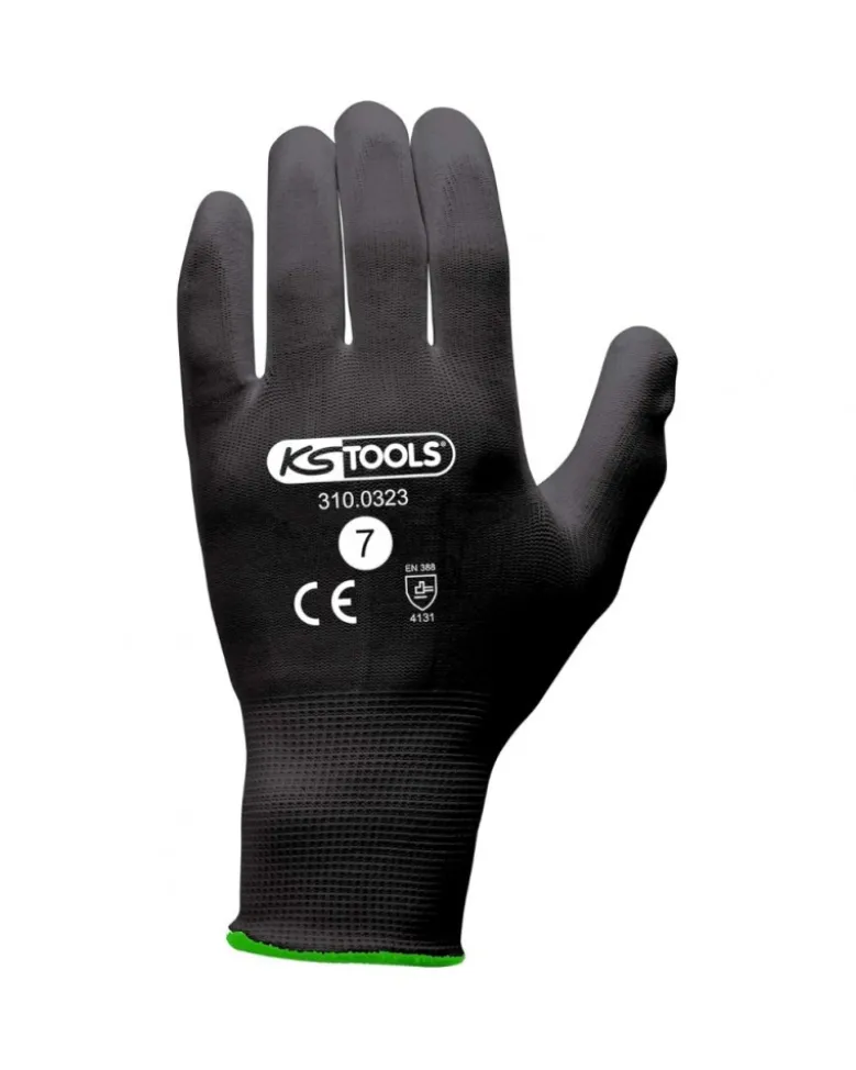 Gants microfibre, noir, T7, 12 paires - Kstools