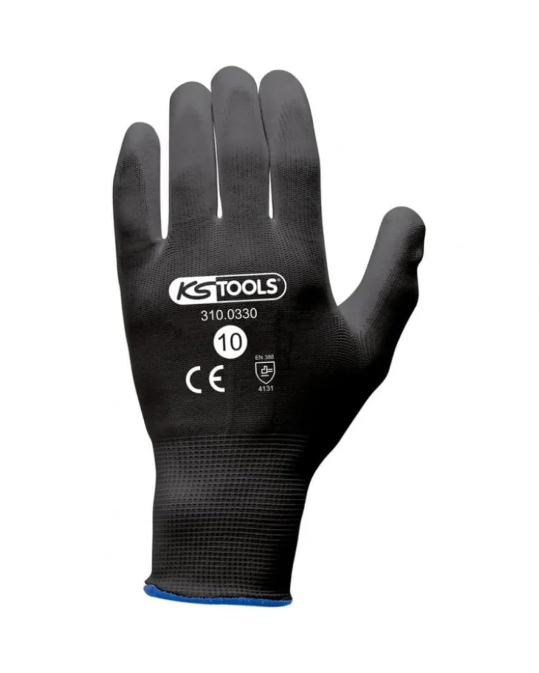 Gants microfibre, noir, T10, 12 paires - Kstools