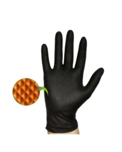 Gants nitrile GRIP noir, taille L, x50 - Rubberex
