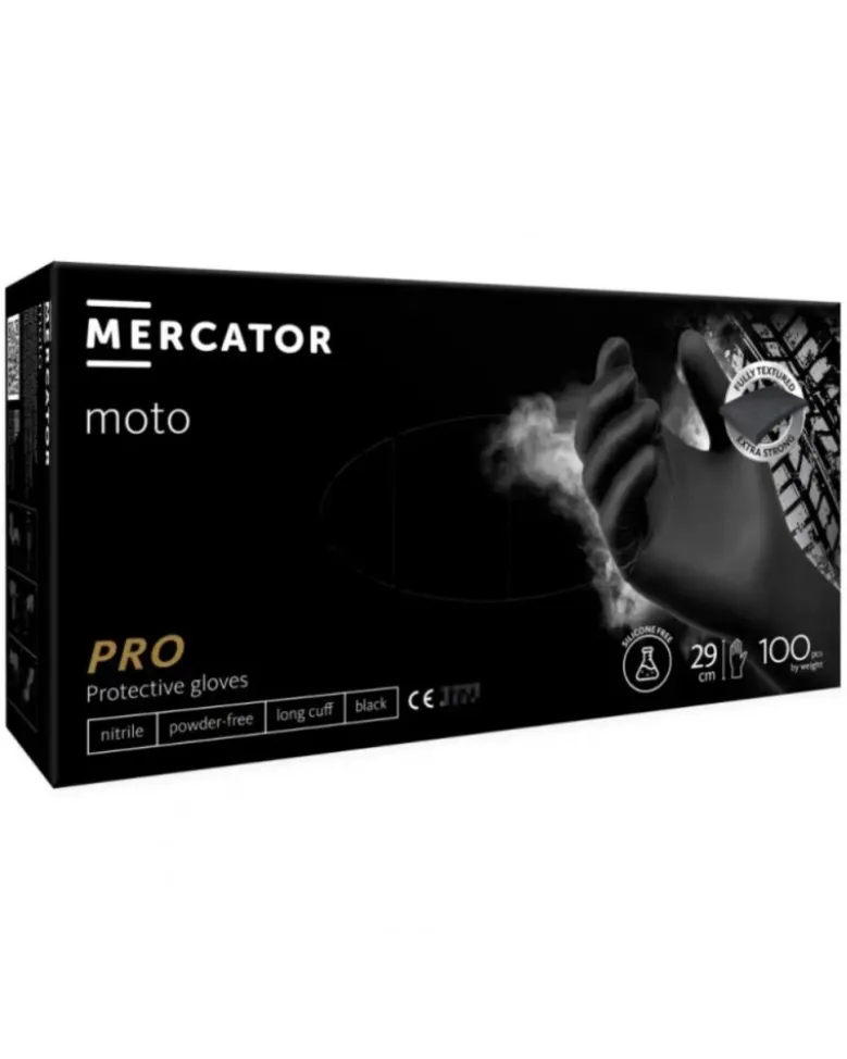 Gants nitrile, moto, noir, taille L, x100 - Mercator