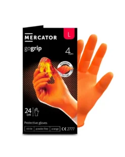 Gants nitrile, orange, taille L, x4 - MERCATOR