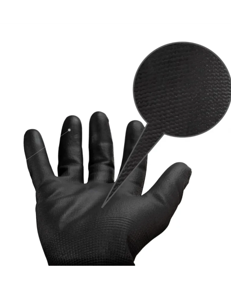 Gants polyester, taille XL, noir, 12 paires - Mercator