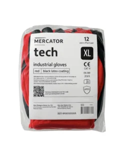 Gants polyester, taille XL, rouge et noir, 12 paires - Mercator