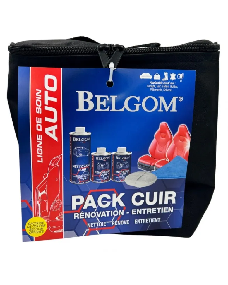 Kit entretien cuir voiture, rénovation cuir - Belgom