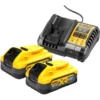 Lot de 2, batterie Dewalt Powerstack, 5ah, XR 18V + chargeur DCB1104 - DEWALT