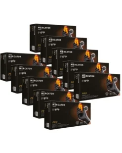 Lot de 10 boites Gants nitrile, noir, taille XL, x50 - Mercator