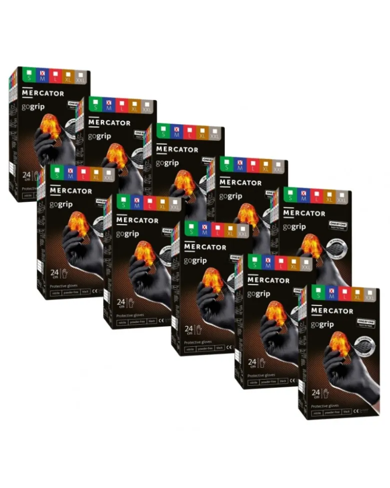 Lot de 15 boites Gants nitrile, noir, taille M, x100 - Mercator