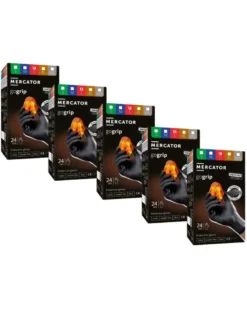 Lot de 5 boites Gants nitrile, noir, taille L, x100 - Mercator