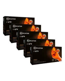 Lot de 5 boites Gants nitrile, taille XL, x50, orange - MERCATOR