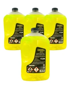 Lot de 4 Liquide de refroidissement, jaune, 5L, EXCELL -25°C - Diframa