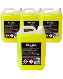 Lot de 4 Liquide de refroidissement, jaune, 5L, EXCELL -35°C - Diframa