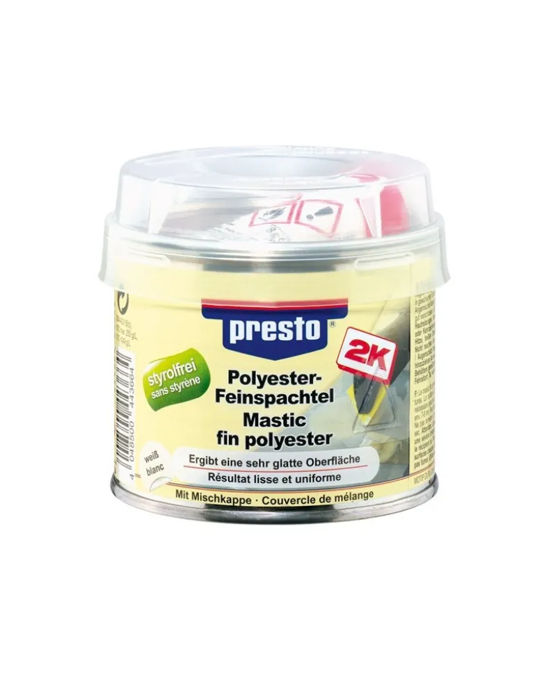 Mastic de rebouchage (fin polyester + durcisseur) 250g - Presto