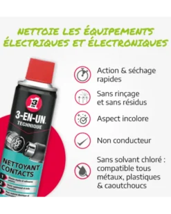 Nettoyant contacts électriques, 250 ml - 3-EN-UN