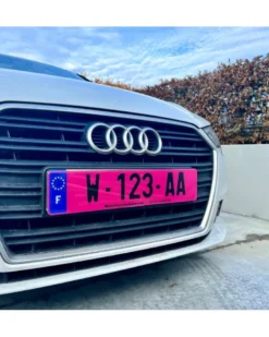 Plaque d'immatriculation provisoire, WW et W, rose, voiture, Homologuée - Mon Grossiste Auto