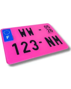 Plaque d'immatriculation provisoire, WW et W, rose, moto, Homologuée - Mon Grossiste Auto