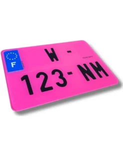 Plaque d'immatriculation provisoire, WW et W, rose, moto, Homologuée - Mon Grossiste Auto