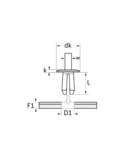 Rivet plastique, pare boue et carter d’aile, ø7.9 mm à 8.7 mm, x14 - Restagraf