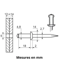 Rivet, tête large, aluminium 4,8 x 18 mm, 44 pcs - Restagraf