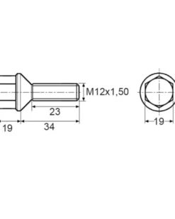 Vis de roue m12-1.50 x 23 mm jante tôle et aluminium - Restagraf